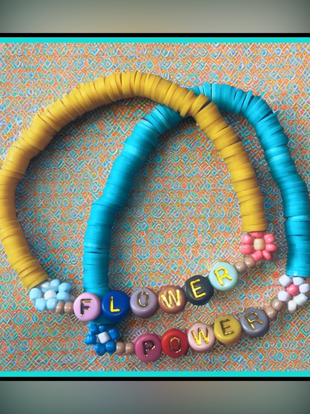 2 piece Flower Power Beaded Bracelet set ( New Handmade )